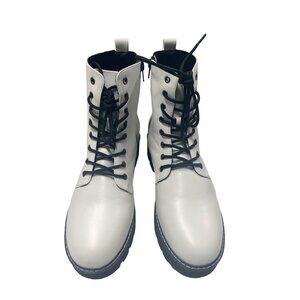 Altar’d State White Combat Style‎ Lace-Up Ankle Boots HADLEY Size 9 Side Zipper